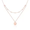 2019 Hot Lady Adjustable Starry Jewelry Double Layered 18k Rose Gold Plated Round Disc Coin Necklace Sterling Silver