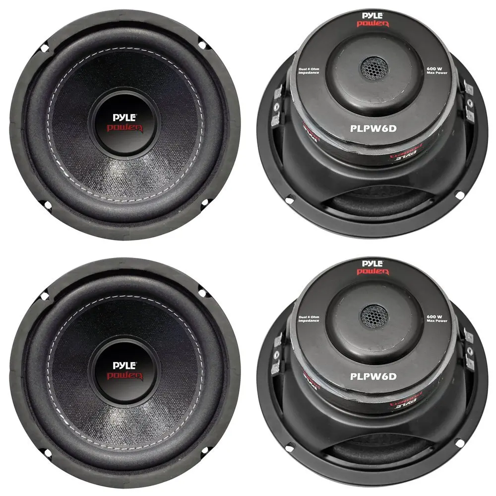 Get Quotations · 4) New PYLE PLPW6D 6" 2400W Car Audio Subwoofers Subs Woofers DVC Stereo 4