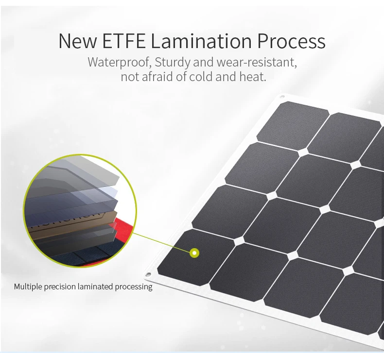 Wholesale Sunpower Solar Cell Yacht And RV 18V 120W Semi Flexible Solar Panel MC4 Output