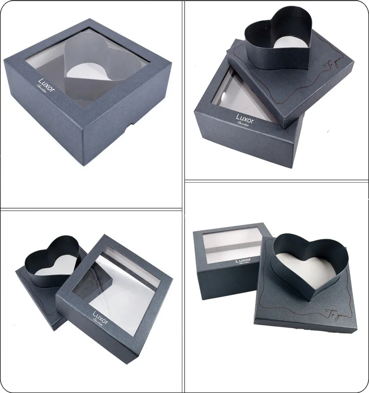 Creative Personalized Square Paper Gift Packaging Box With Clear Lid