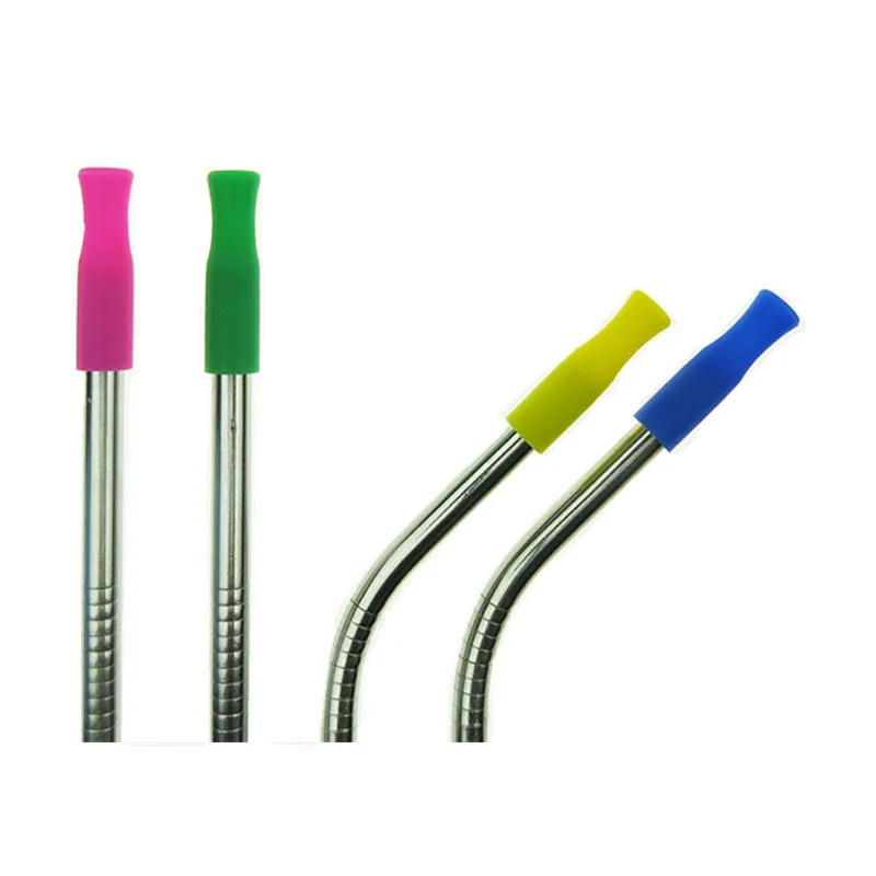 Custom Colorful 8 Colors In Stock Reusable Silicone Straw Tips For