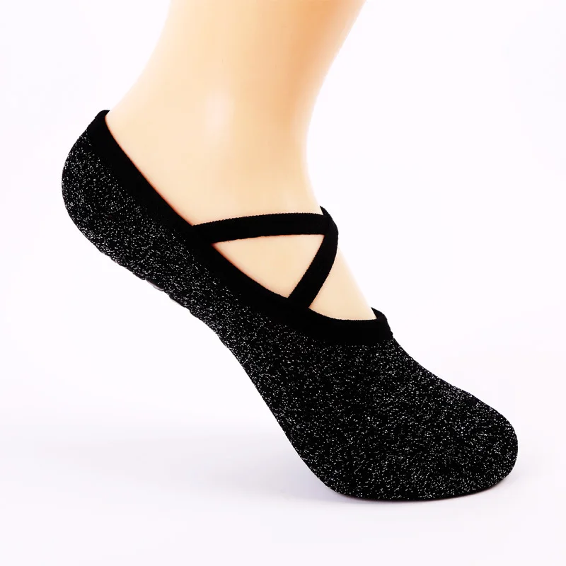 Bonypony Funky Black Glitter Yoga Socks Comfort Sparkly Shimmer Non ...