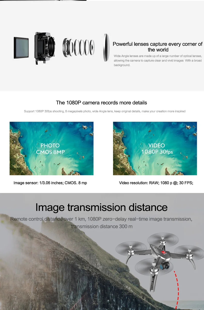 MJX B5W RC drone camera wifi GPS quadcopter Drone 5g wifi One Key Return 4ch follow me dron