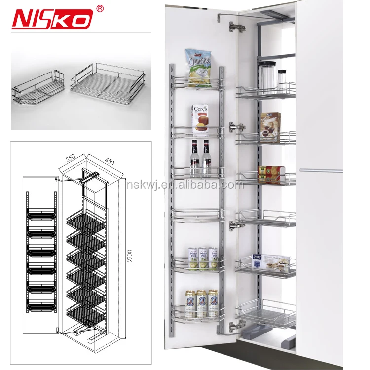 Kitchen Organizer Pull Out Larder Pantry Unit Food Bottle Storage Pantry Basket Buy Kitchen