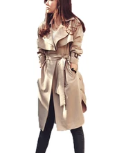 2015 New Fashion Spring Autumn Women Trench Coat Long Outwear Plus Size Waist Slim Trench Coat for Women With Belt Spring Coat