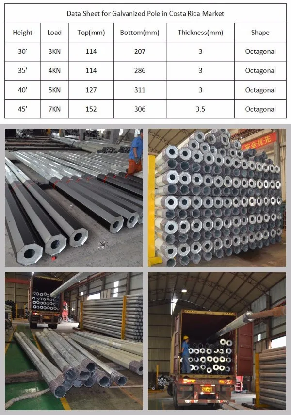 30FT Hot Dip Galvanized Steel Power Pole for Philippines Electric Power Transmission with IP65 Protection 0