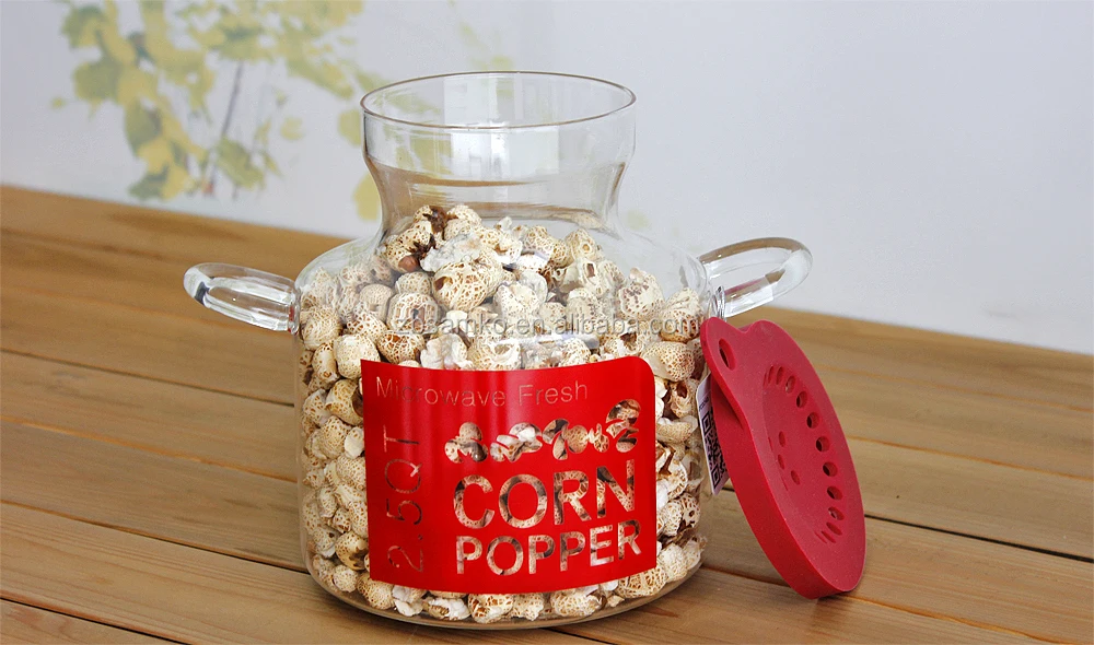 Borosilicate Glass Cylinder Popcorn Popper With Double Handle For