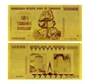 Value Collectible ZIMBABWE 10 Trillion Pure 24K Gold Banknote With Engraved Technique For Gifts
