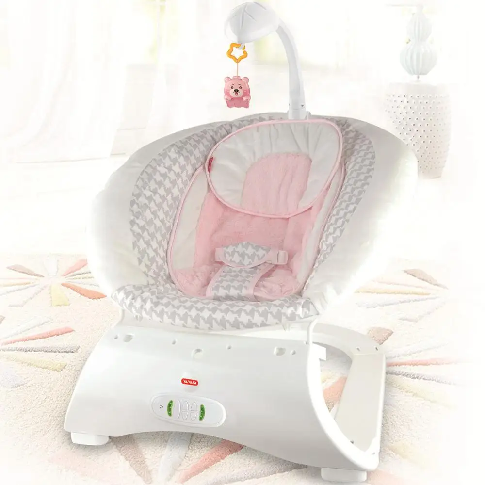 pink and grey baby bouncer