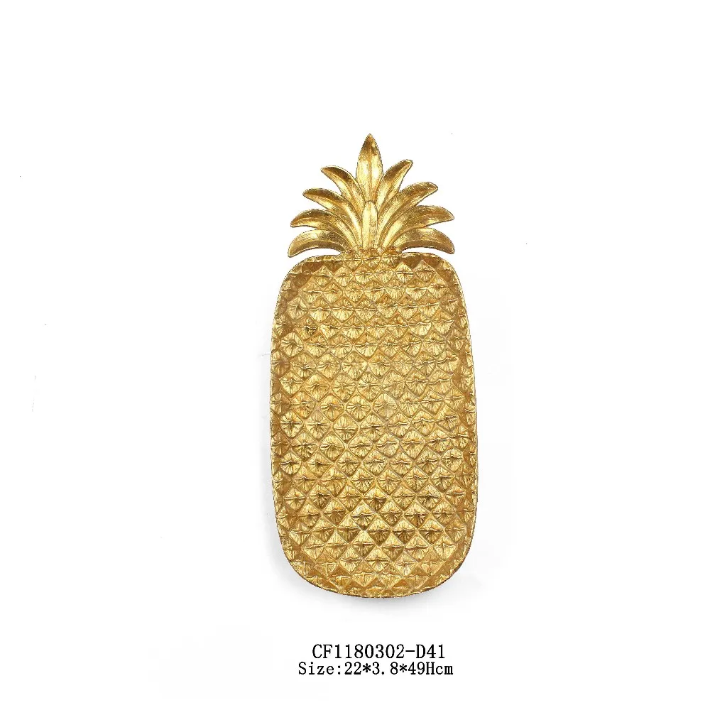 Wholesales Luxury Decorative  Resin Wall Art Decoration Golden Pineapple Home Ornament manufacture