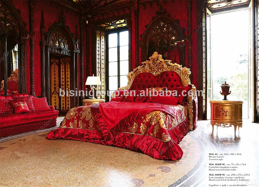 European Style World Precious Wedding Bedroom Furniture Set Antique Baroque Gooden Solid Wood Carved Red Bed Bf11 Y10008 View Royal Palace Red