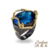 Fashion Design Gemstone 925 Sterling Silver Finger Ring with Gold Plated
