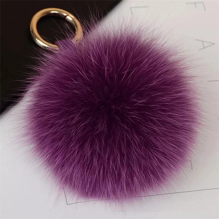 Fashion Accessory Luxury Genuine Fluffy Fox Fur Pom Pom Keychain Pendant For Women Bag Charm