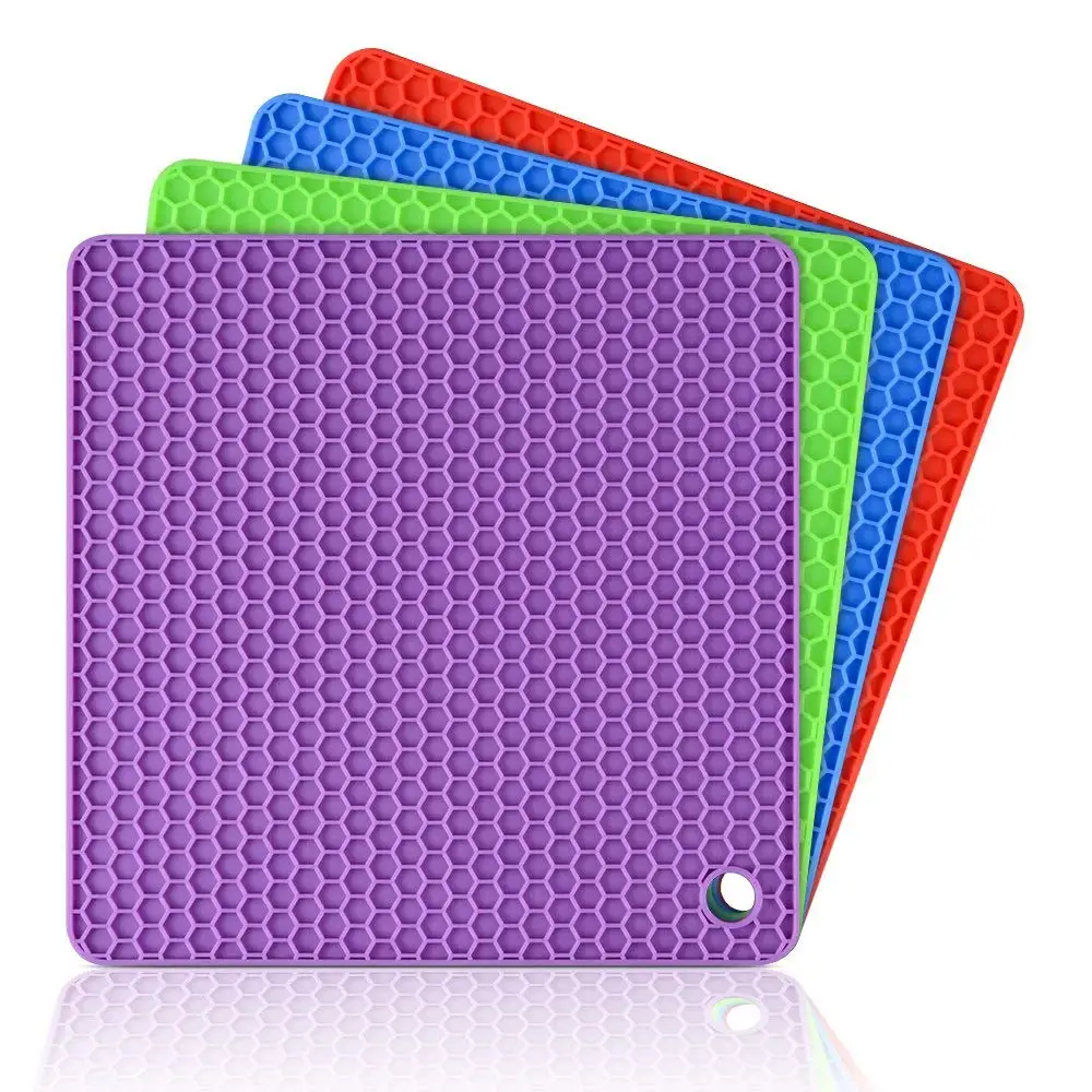 
Silicone Heat Insulation Jar Opener Pot Hold Square HoneyComb Trivet Mat Pad 