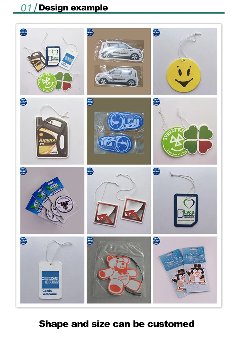 Cheap promotional custom paper car air freshener hanging with sealed