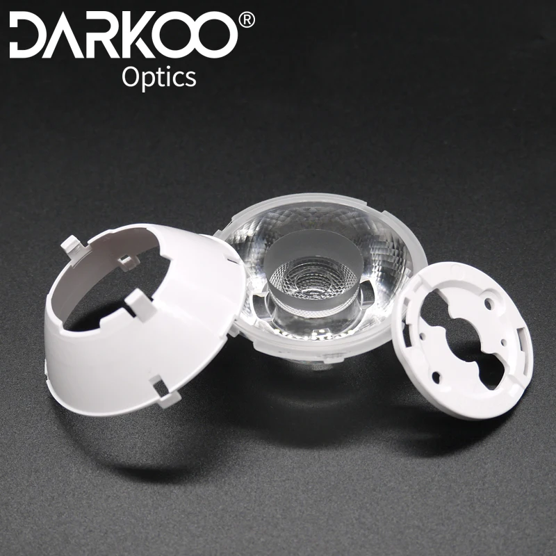 PC cob 55mm cob led lenses 25 degree bead surface for indoor downlight lighting