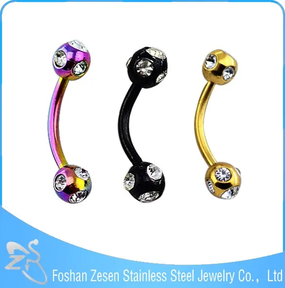 Gold Black Steel Body Piercing Eyebrow Piercing Diamond Eyebrow Ring