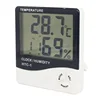 Hotsale Large LCD Digital Display Elevator Detector Wall Mounted Temperature Humidity Clock Thermometer HTC-1