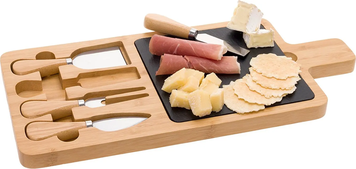 Meat Serving Platter And Cheese Tray With 4 Piece Stainless Steel