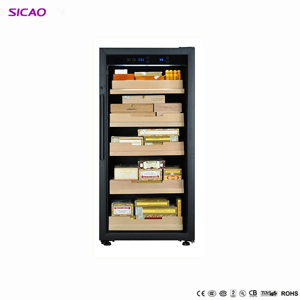Fashion luxury cigar cooler humidor storage boxes wholesale humidity control cooler glass cigar chiller aluminium cabinet