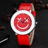 leather fashion creative lady watch fancy cute smile face watch