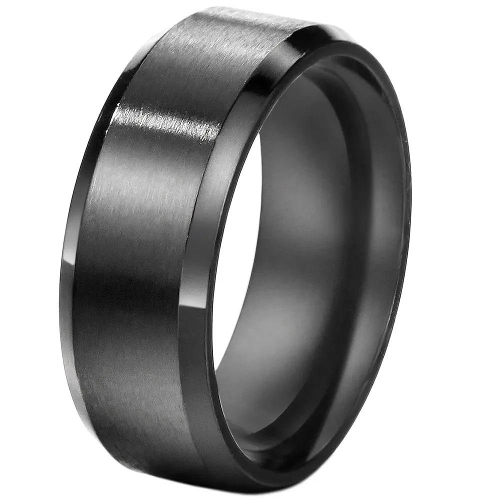 Buy FANSING 8mm Stainless Steel Black Rings Wedding Bands