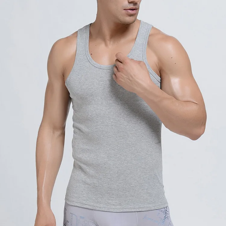 Cheap 100% Combed Cotton Men Sleeveless Undershirts Tank For Traini ...