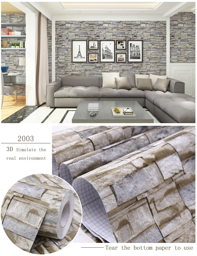 Manufacturer supply 0.61*50M PVC self adhesive brick design wallpaper for home decoration