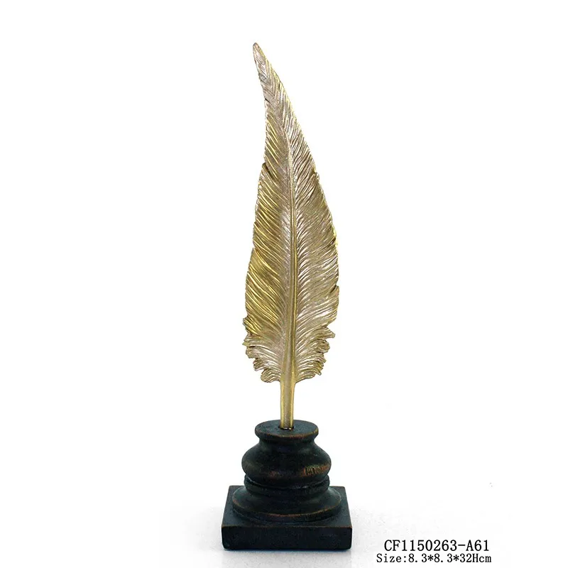 Resin Feather Decorative Feather Shape Business Name Card Holder Gold Napkin Rings Wedding Gifts factory