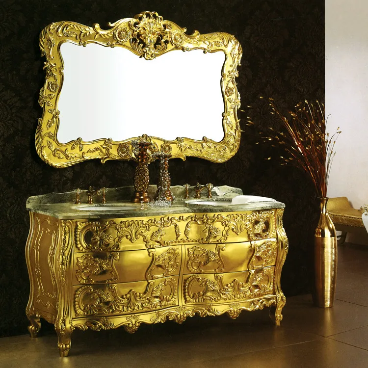 72'' Luxury Double Sink Gold Vanity Bathroom With Drawers Wts201 Buy Gold Vanity Bathroom
