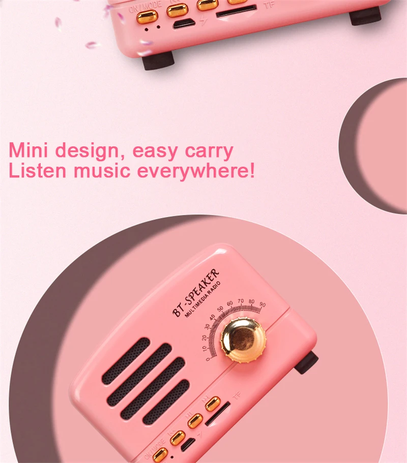 Logo Printing OEM TF card Bluetooth speaker with fm, mini portable bluetooth speaker fm radio