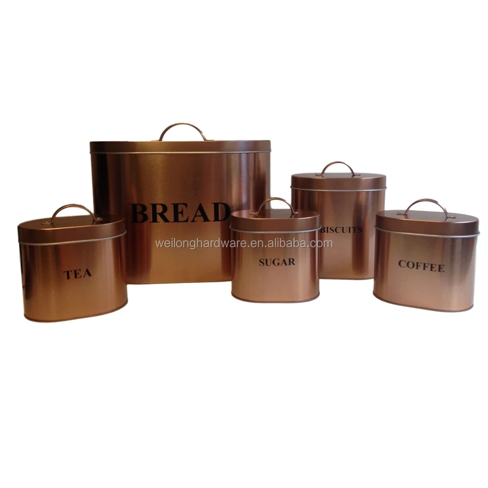 rose gold tea and coffee canisters