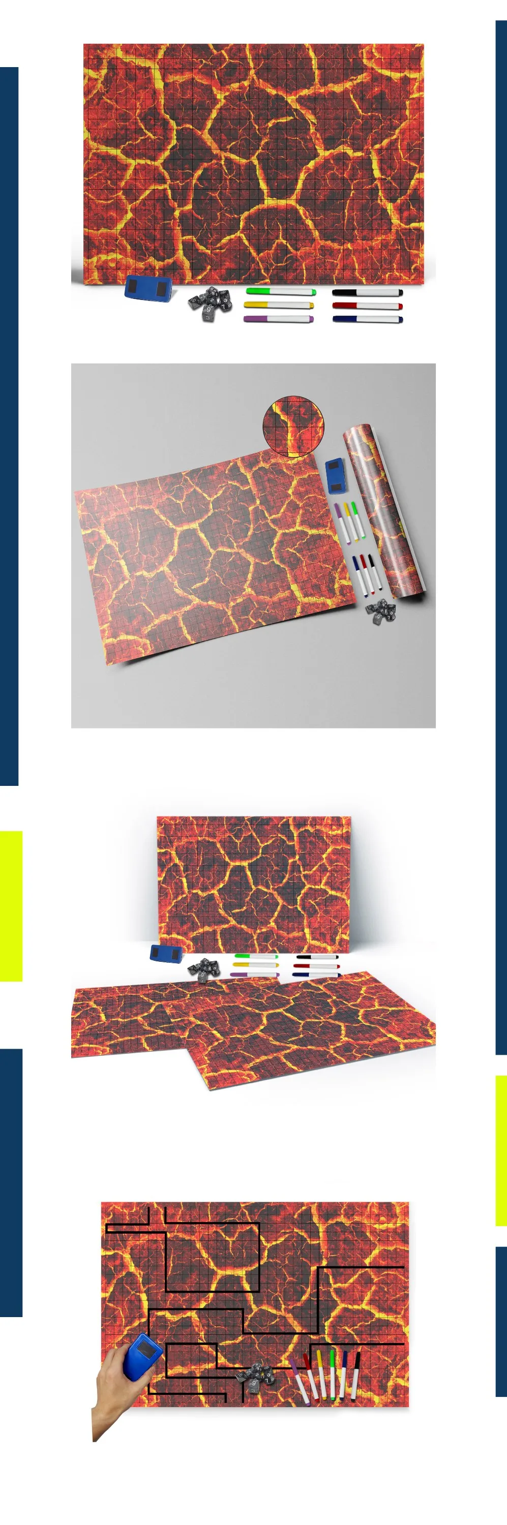 2.4b1 Premium Dry Erase Battle Grid Tabletop Gaming Mats Role Playing