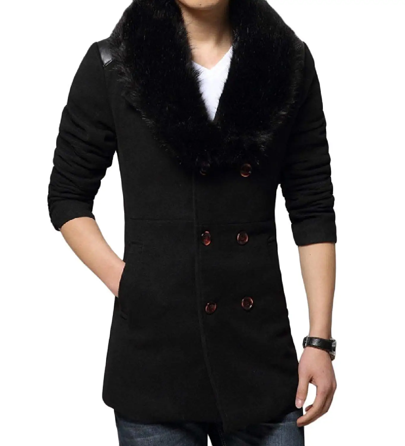 Meijunter Mens Slim Leisure Jacket Cotton Hooded Winter Thick Coat Overcoat Hoodie Outwear