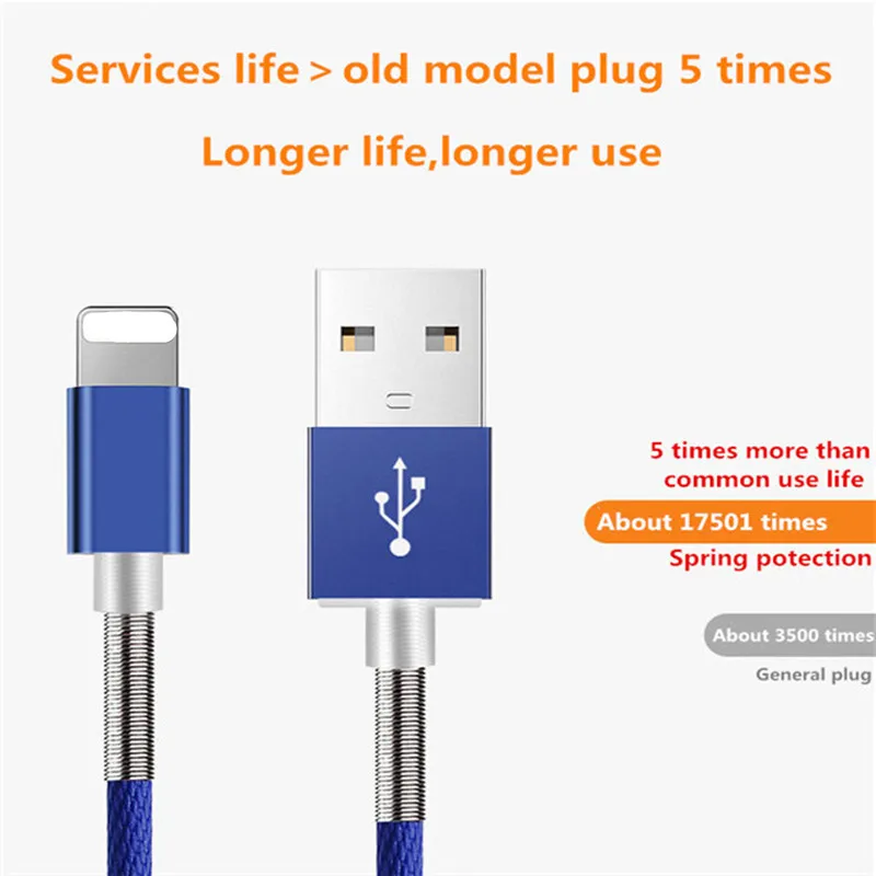 Nylon Braided With Spring Charge Cable Usb Type Cable Sync Data And Charge /Micro Usb Data Cable For Apple