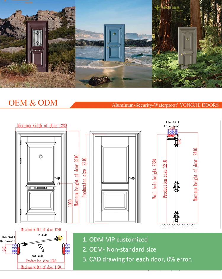 Abyat Aluminium Window Door Iron Single Door Design Standard Size