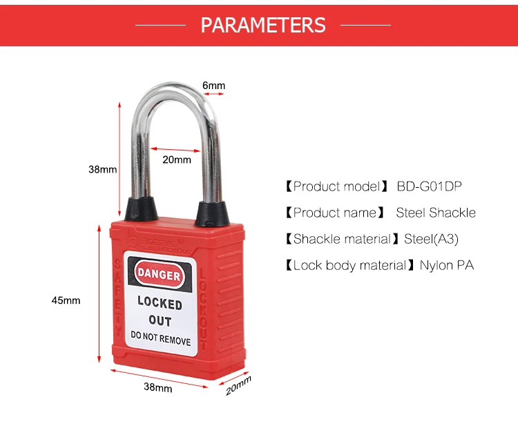 BOSHI Cheap Price Custom All Color Shackle Material Steel A3 38Mm Safety Padlocks