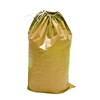 Yellow pp woven bag with drawstring tie string on the top for Supermarket
