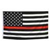 Thin Red Line American Flag 3x5 FT Flag Support Fire Fighters Black White Red With Brass Grommets