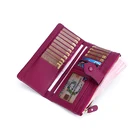 Minimalista genu&iacute;no cinto modelos slim senhoras rfid em branco chaveiro de couro pu longo carteira fina