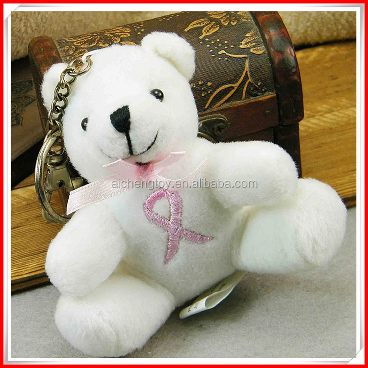 Wholesale White Small Teddy Bear Keychain With Bow Buy Keychain With