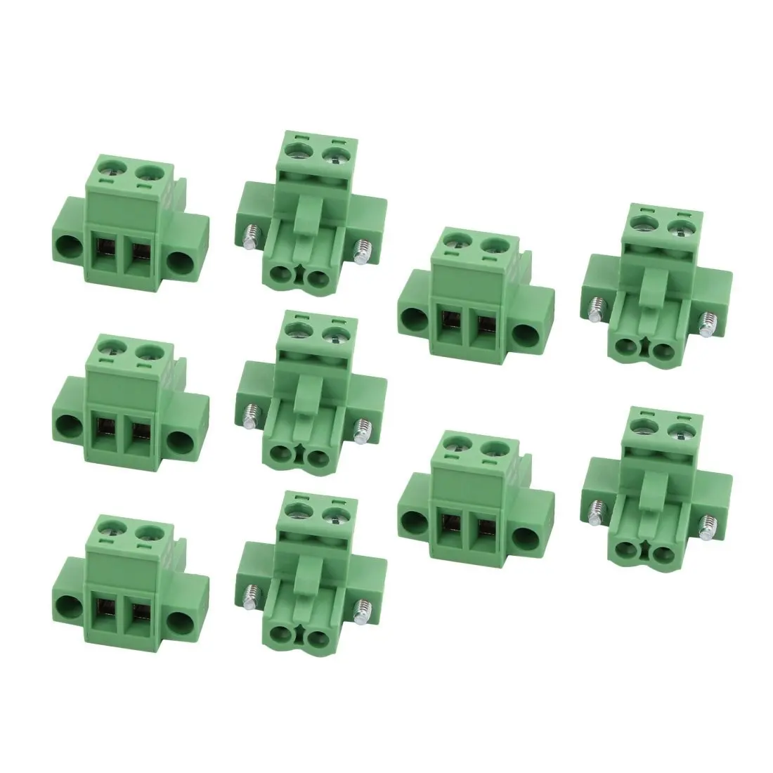 uxcell 10Pcs AC 300V 15A 5.0mm Pitch 2P Terminal Block Wire Connection for PCB Mounting