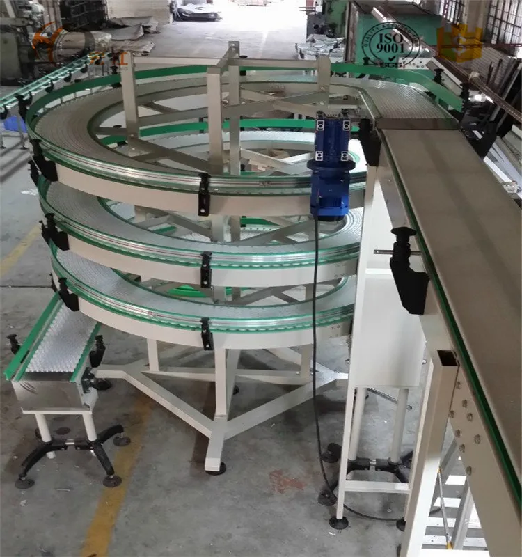 Transportador alpino en forma de espiral transportador vertical de la inclinación del diseño del equipo transportador modular cinturones plásticos cadenas congelador