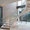 High quality Customized curved Staircase with framed glass handrail