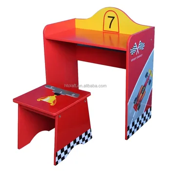 Rc107 New Modern Racing Car Wooden Kids Study Table With Stool