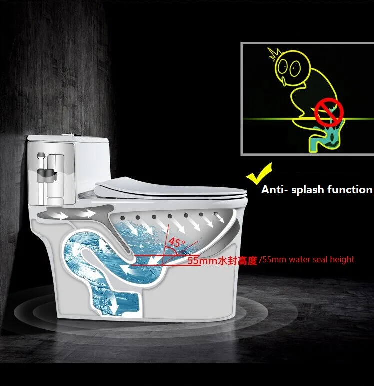 deodorization function   Bathroom  use,   Eddy flushing one piece Closet Toilet