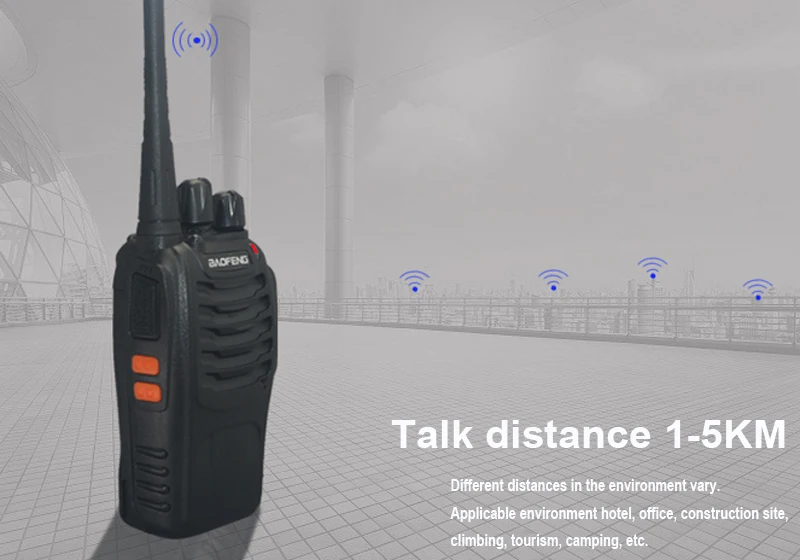Walkie-Talkie BF-888S - 1 Paire 16 Canaux - Casque Inclus - Portée 3KM - Idéal Resto, BTP, Supermarché