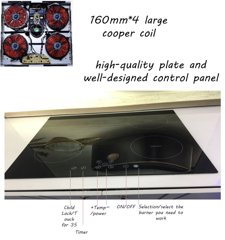 Cooker Induction 4 Burner Induction Cooker 6800w Sensor Touch Electric