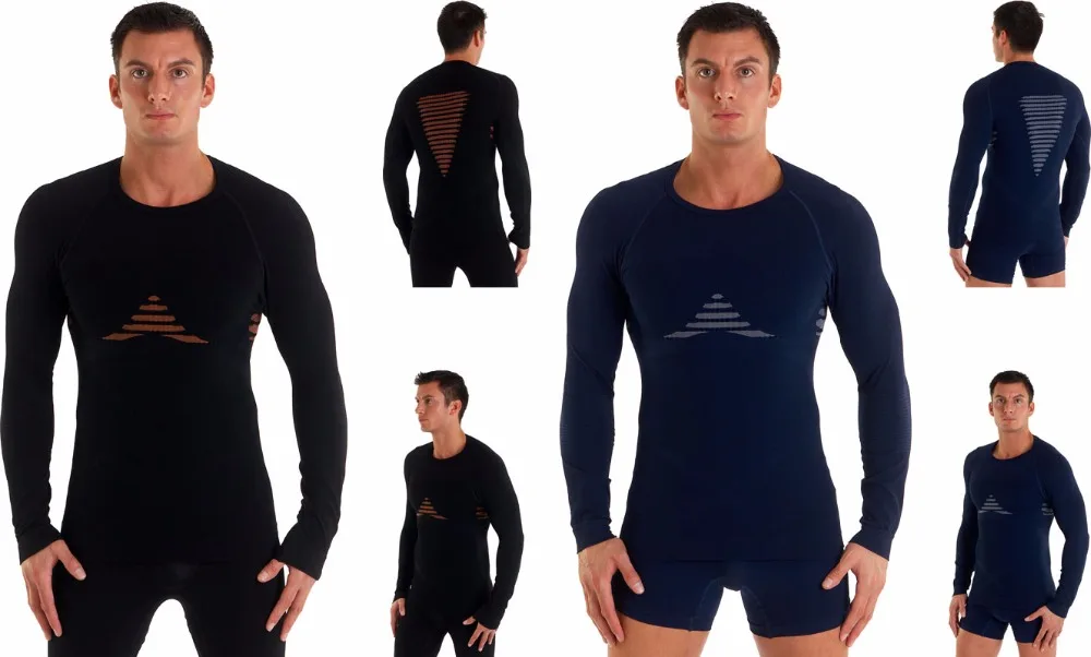 Mens seamless compression long sleeves under base layer tops