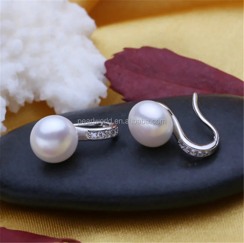 Feirun 9mm Button Aaa Natural Freshwater Pearl Earring Real Pearl,Pearl